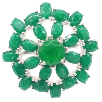 33x33mm Elegant 7,5 g Real Verde Smarald, Rosu Rubiniu Femei Cadou Intalniri Reale 925 Masiv Sterling Argint Inele