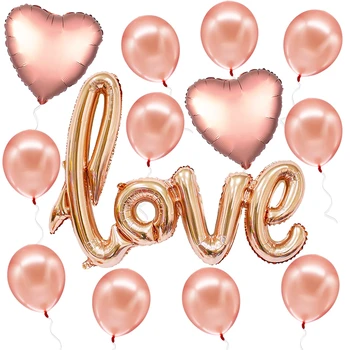 36 Inch, Rose de Aur Dragoste Script Litere Baloane Inima pentru o Noapte Romantică de Ziua Îndrăgostiților Aniversare Decor