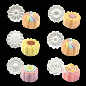 3D Rose Flori Mooncake Mucegai 1 Butoi de 6 Timbre Set Accesorii Mucegai Mână de Copt Tort de Presiune Fondant DIY Luna F7O4