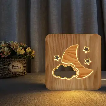 3D din Lemn Iubesc Luna Cafea Lampa de Noutate Copii Decor Dormitor Decor Lampa de Masa Copii 1 BUC LED-uri Creative USB Lumina de Noapte