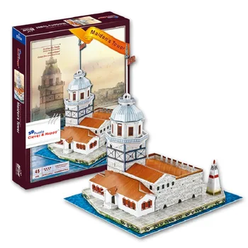 3D puzzle de hârtie de constructii model de jucărie Turnul Maiden KIZ Kulesi Leander Turnul Istanbul, Turcia lume celebru arhitectura cadou