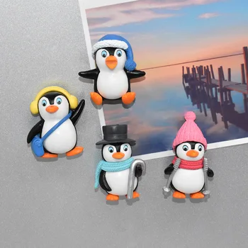 3D stereo frigider autocolante drăguț pinguin de desene animate creative autocolante magnetice frigider decor mesaj de autocolante