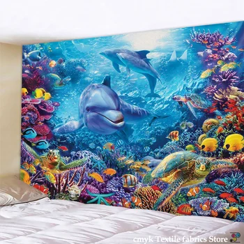 3D vis scena lumii subacvatice decor acasă tapiserie Mandala yoga mat Hippie, Boem Canapea Tapitata pătură, cearșaf de pat