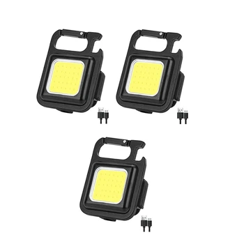 3Pcs Mini Lanterna LED-uri Portabile USB Reîncărcabilă Lumina de Lucru Luminoase Breloc de Lumină Mică, de Buzunar Lanterne Pentru Exterior
