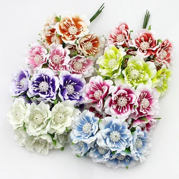 3cm Artificiale Bujor Buchet de Flori de Mătase camellia Stamen pentru Scrapbooking Decor Nunta ambarcațiuni de Flori False 60pcs/lot