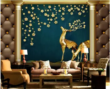 3d tapet pentru pereți în rulouri personalizate murală High-end cerb de aur floare moale home decor camera foto tapet pe perete