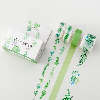 3m 4 Buc Mix Larg de Plante Naturale Design Dimineață de Primăvară Verde Stil Bandă Washi DIY Album Eticheta adezivă de Mascare Decor Acasă