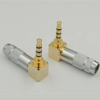 3pcs aur placat cu alamă de Lipit Stereo 4 Pol de 3.5 mm Plug mascul jack pentru căști de 90 de Grade Unghi drept Jack Cablu adaptor conector