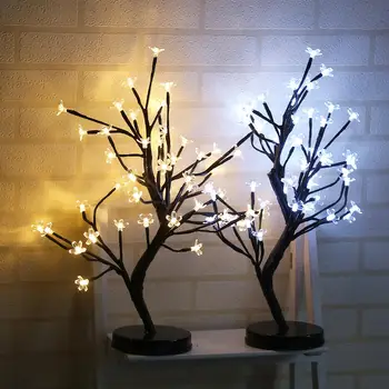 48 Led-Ghivece Cu Prune Ghivece Cu Lumini Floare De Birou De Top Copac Bonsai Lumini Decorațiuni De Crăciun Mic Lumini De Noapte