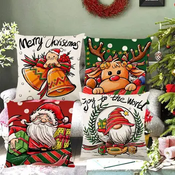 4BUC Piața de Crăciun Pernă Acoperă 18×18 Inch Iarna Fermă față de Pernă De Canapea, Canapea Mașina Acasă de Crăciun Decorare