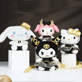 4buc Sanrio Aur Negru Seria Mea Melodie Cinnamoroll Hello Kitty Kuromi Păpuși de Pluș Decoratiuni Dormitor Copii Jucării Fata Cadouri