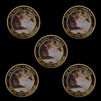 5 Bucati / Set Celebritate Mondială Aurit Printesa Diana Moneda Creativ Cadou De Ziua Decor Acasă Monede De Colecție