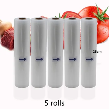 5 Role/Lot Bucătărie Acasă Mâncare Vid Sac de Role Pentru aparat de Vacuum de Depozitare Pungi de Alimente Proaspete Păstrarea 25cm*500cm