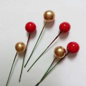 50pcs 1,5 cm Berry Flori Artificiale Pentru DIY de Crăciun Garland Ghirlandă Accesorii Fals Planta Nunta Petrecere Acasă Decorare Aur
