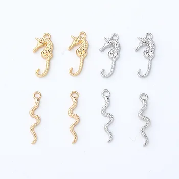 50pcs de culoare de aur din aliaj de șarpe farmec DIY animal hipocampus pandantive pentru frizură accesorii de mireasa, Bijuterii lucrate manual