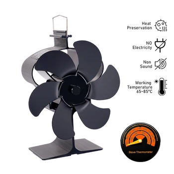 6 Lame Șemineu Ventilator de Căldură alimentat Aragaz Fan Nici o Putere Baterie Eco-fan casă Liniștită, Jurnal Arzator Eficient de Distribuție a Căldurii
