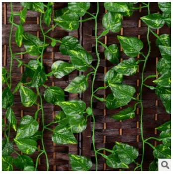 (6 buc/lot) 200cm Înaltă calitate frunză Verde rattan mătase planta vesnic verde simulare artificială frunze de viță de vie pentru decor