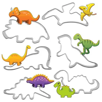 6pcs Dinozaur Tăietori Cookie Matrite Set de Luare Alimente Instrument Pentru Petrecere de Aniversare pentru Copii Fructe, Legume, Pâine, Bomboane Tăietor de Tort Mucegai