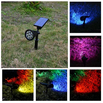 7/12 LED Solar, Grădină Colorată Lumina Reflectoarelor Reglabil în aer liber rezistent la apa masina de Lampa Peisaj Lumini Lumina Solara Strada