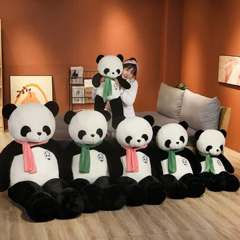80/100cm Mare Panda Cu Eșarfă Jucării de Pluș Umplute Moale Drăguț Animale Haioase Perna Papusa Pentru Fete Copii Cadouri