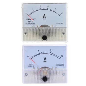 85C1-UN Analog Panoul de Curent Metru DC 5A AMP Ampermetru & 85C1 Reglaj Fin Dial Analog Volt Panou Indicator Contor DC 0-15V