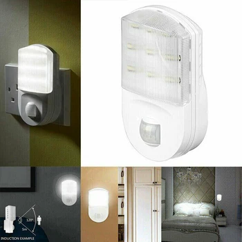 9 LED-uri Alb Lumina de Noapte Plug-In Senzor de Miscare PIR Hol Soclu Siguranță Interioară de Iluminat de Urgență Priza UK