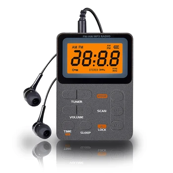 AM/FM Radio de Buzunar Portabil cu Display LCD Receptor Radio Mini MP3 Player cu Casti Universale Walkman Suport TF Card de Joaca