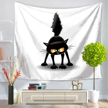 Acasă Decorative de Perete Covor, Tapiserie Dreptunghi Cuvertură de Desene animate Pisica Neagra Model GT1015
