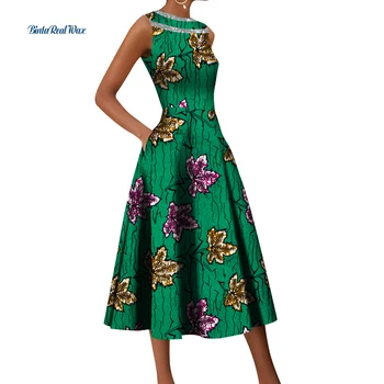 Africa de Imprimare Rochii pentru Femei O Gâtului fără Mâneci Rochii de Petrecere Vestidos Tradiționale Africane Femei de Îmbrăcăminte, Clientul a Făcut Wy9551