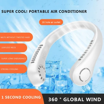 Agățat de Gât Ventilator Portabil Pliant Lamă Ventilador USB Reîncărcabilă Fan de 360 de Grade, Aer Condiționat Susținere Fan Sport
