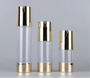 Airless 15ml sticla de aur pompa pentru lotiune de emulsie ser fundația hialuronic toner ANTI-UV esenta de îngrijire a pielii cosmetice de ambalare