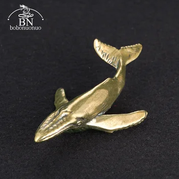 Alamă Solidă Balena Figurine Epocă De Mare De Animale Mici, Statuia Desktop Ornamente Decoratiuni De Birou Meserii Accesorii Cadouri Pentru Copii