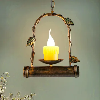 American rustic creative fier de artă lumini pandantiv Vingtage de modă veche rășină umbra E14 lampa pentru vestibul&culoar&cafe LDK034