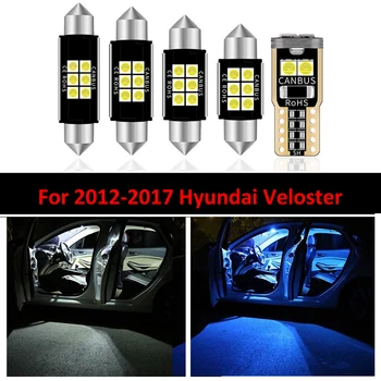 Amuzant 8 Buc LED-uri Albe Lampa de Gheață Albastru Masina Becuri Pachet de Interior Kit Pentru anii 2012-2017 Hyundai Veloster Harta Dom Portbagaj Lumina Placa