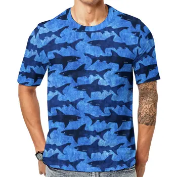 Amuzant Rechin Tricou Rechini în Mare Albastru Retro T-Shirt cu Maneci Scurte Grafic Tricou Dropship Original EMO Supradimensionat Îmbrăcăminte