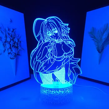 Anime DxD Rias Gremory pentru Copii Cadou de Ziua Decor Dormitor Lumina de Noapte Manga Cameră Lampa High School DxD la Distanță 3D LED Lumina