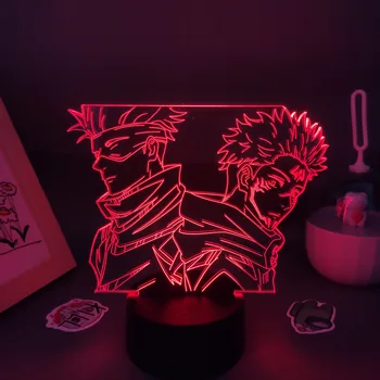 Anime Jujutsu Kaisen Figura Satoru Gojo Și Yuji Itadori 3D Lampă cu LED-uri RGB Lumini de Noapte pe Masa din Dormitor Decor de Ziua Manga Cadouri