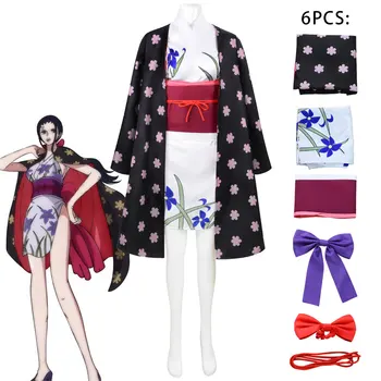 Anime One Piece Nico Robin Cosplay Costum Femei, Kimono Costume De Halloween Costum De Carnaval Peruci