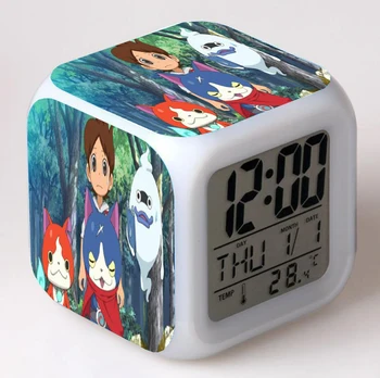 Anime Youkai-uita-te la Desene animate cu LED 7 Culori Flash Digitale Ceasuri de Alarmă Lumina de Noapte Dormitor Ceas de Birou despertador Alarma-Ceas