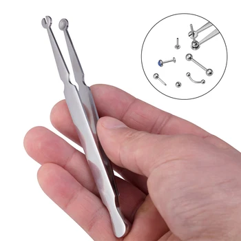 Argint Prindere Pensete Pentru Limba Inele Cercei Cartilaj Piercing Instrument De Clește Din Oțel Inoxidabil