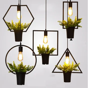 Art Decor Planta Cu Led-Uri De Lumină Creative Ghiveci Candelabru Agățat De Plante De Lumină Pentru Garden Cafe Bar