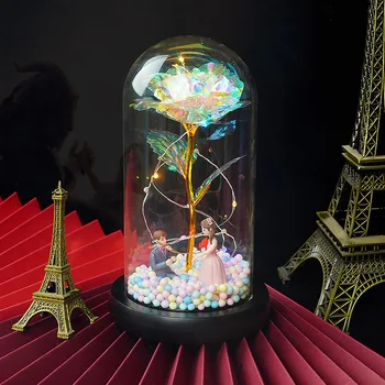 Artificiale a Crescut LED Lampă de Sticlă Câștigurile au Crescut cu Cutie de Cadou pentru Ziua de nastere Cadou de Ziua Îndrăgostiților Mama Cadouri Decor Acasă