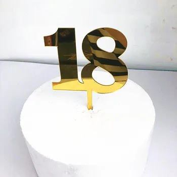 Aur Acrylic18th Happy Birthday Cake Topper Numere De 18 Cupcake Topper Pentru Aniversarea Băieți Fete Ziua De Naștere Tort Petrecere Decoratiuni