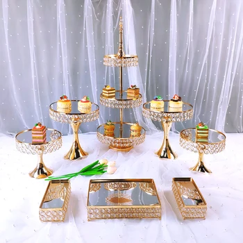 Aur si Argint, 8 de Nunta display gratar tort, prăjitură tava instrument, Decor Acasă desert masa, petreceri decor furnizor