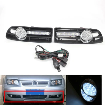 Auto Lumina de Ceață Grila w/ LED-uri se Potrivesc Pentru VW Jetta Bora 99-04 Cu DRL Daytime Running Light