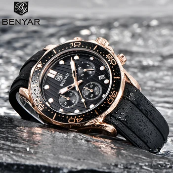 BENYAR Cuarț Ceasuri Barbati Multifuncțional Militare Cronograf Top Brand de Lux Sport Barbati Ceas de Aur Cazul Uita-te la Moda