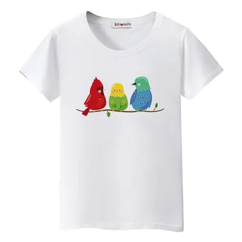 BGtomato 2022 păsări colorate tricou frumoase topuri de vara de cauzalitate tricou femei animale amuzant tricou femme