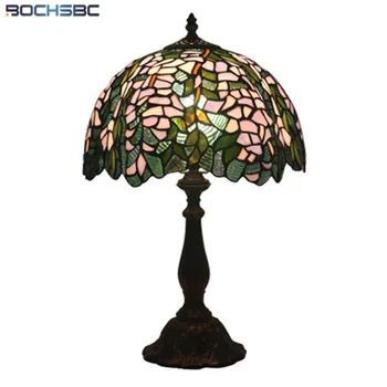 BOCHSBC stil tiffany lampă de masă Japonez wisteria de viță de vie verde abajur 12 