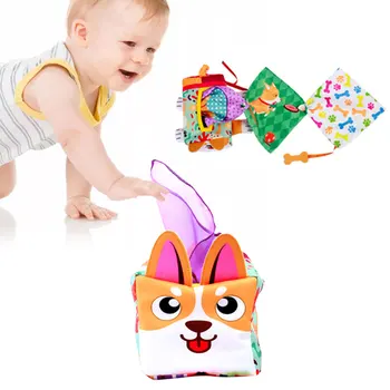Baby Cutie De Tesut Copilul Senzoriale Jucării Moi Umplute Cu Contrast Ridicat Mototoli Montessori Pătrat Senzoriale Jucării Trage De-A Lungul Activităților De Jucării