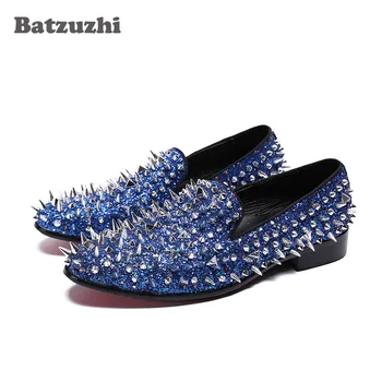 Batzuzhi Handmade Italian Tip de Pantofi pentru Bărbați Rotund Toe Flats Moda Rochie din Piele Pantofi Nituri Pantofi Barbati Petrecere si de Nunta! 38-46